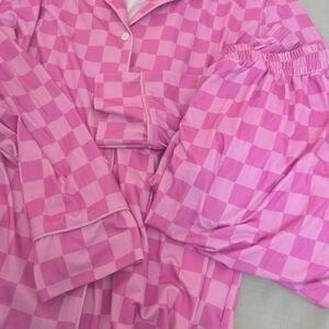 Pink Lily  Pink Checkered Pajama Set